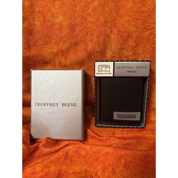 Geoffrey Beene Genuine Black Leather Men’s Trifold Wallet. New In Box - Picture 1 of 7